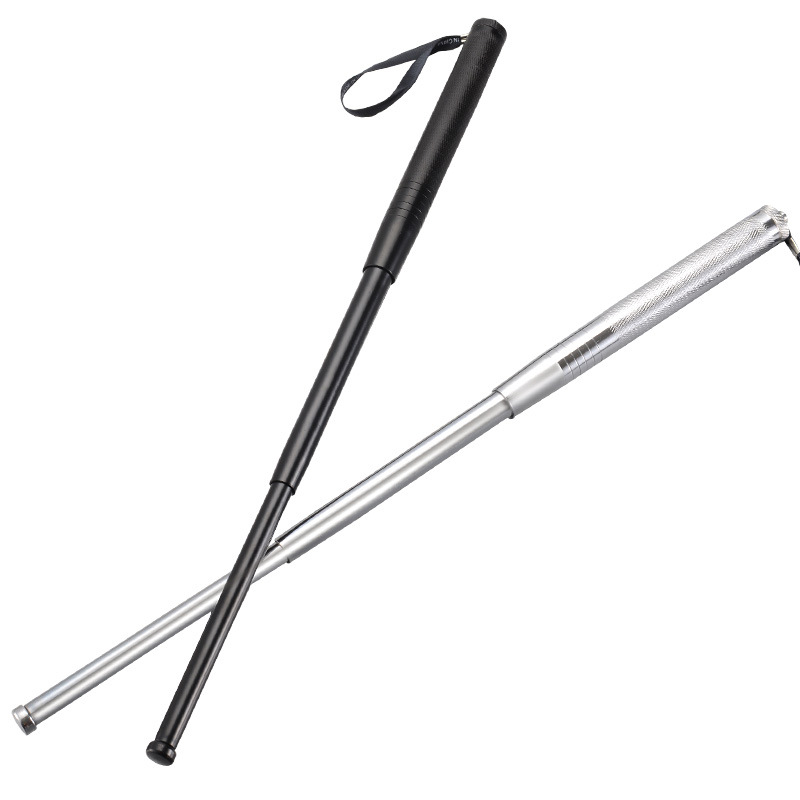 Three-Section Self-Defense Martial Arts Stick, Health-Care Telescopic Hard Stick, Small Three-Section Black and White High-Hardness Steel