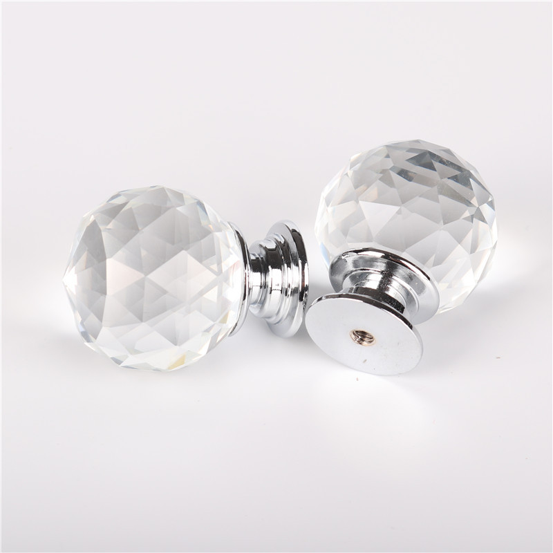 Round Crystal Handle Single Hole European Style Furniture Handle Gift Box Handle Storage Box Drawer Handle Wholesale