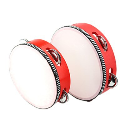 Orff Percussion Instrument Tambourine School Kindergarten Dance Props 467810inch White and Red Hand Drum
