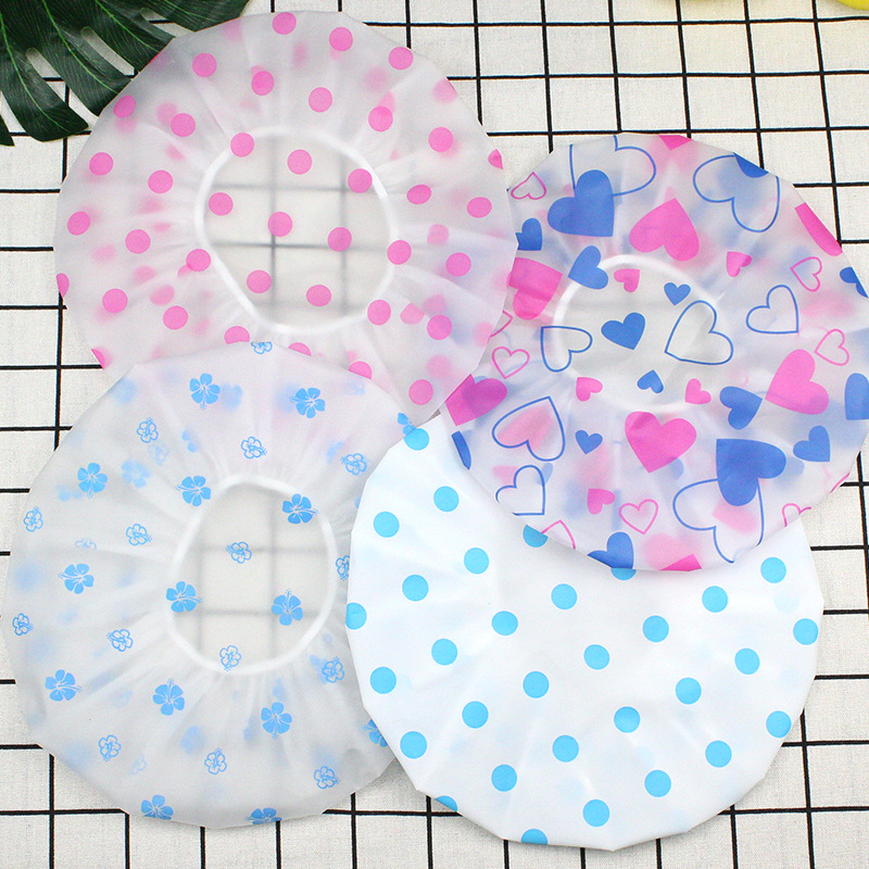 Yaling 8809 hotel plastic peva waterproof bow printing women's shower cap shampoo hair care shower cap wholesale
