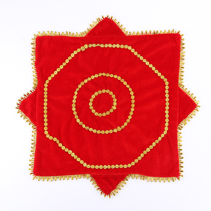 Dance Handkerchief Northeastern Yangko Erhuang Square Adult and Kidsren's Grade Examination Gold Velvet Octagonal Scarf Dancing Red Handkerchief