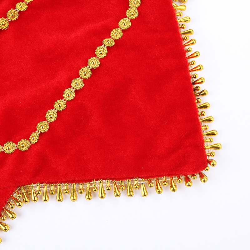 Dance Handkerchief Northeastern Yangko Erhuang Square Adult and Kidsren's Grade Examination Gold Velvet Octagonal Scarf Dancing Red Handkerchief