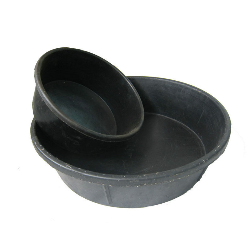 Ready Supply Rubber Bucket Feed Basin Black Rubber Plastic Dog Bowl Round Pet Feeding Basin 4Qt Rubber