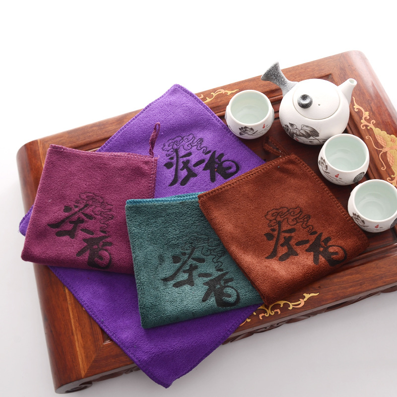 Source Manufacturer Microfiber Thickeneded Tea Towel Absorbs Water and Does Not Shed Lint Small Square Towel Towel Rag Customized Logo