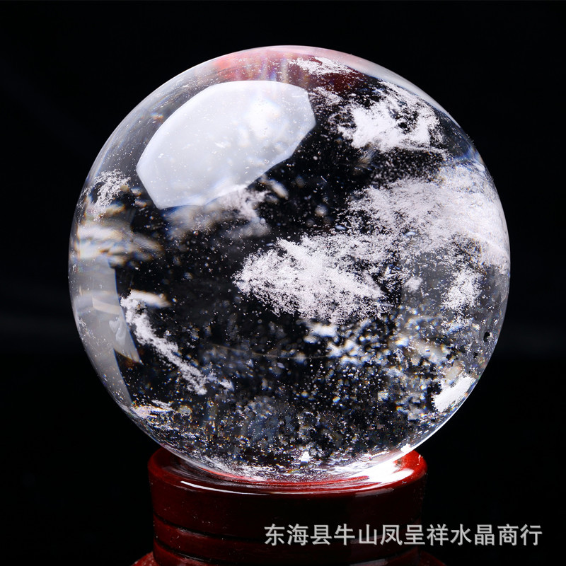 Feng Chengxiang Factory for Wholesale Natural White Crystal Ball White Original Stone Ornaments Opening Gift Home Crystal Base