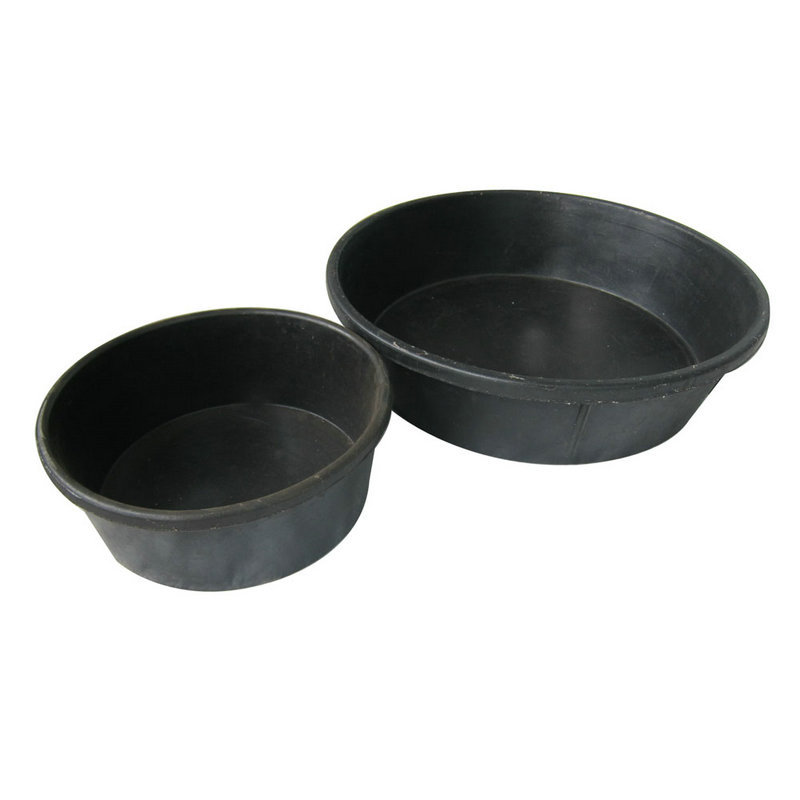 Ready Supply Rubber Bucket Feed Basin Black Rubber Plastic Dog Bowl Round Pet Feeding Basin 4Qt Rubber