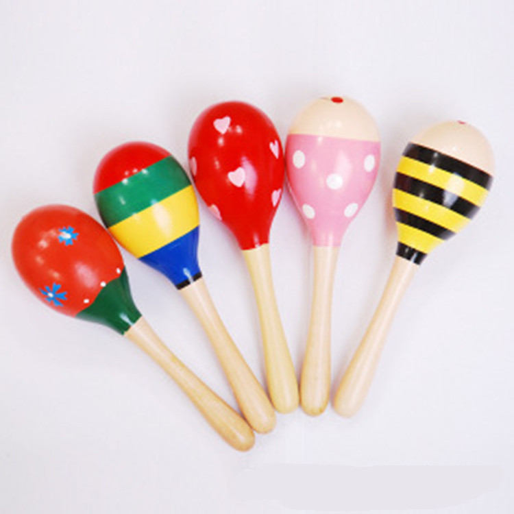 Wooden 20cm medium sand hammer wooden cartoon sand ball kindergarten Orff early education toy manufacturers wholesale