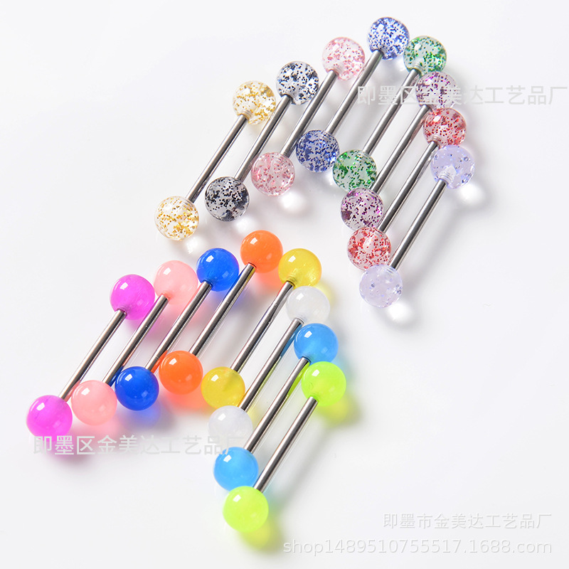 Factory Direct supply UV soft pole luminous tongue nail suit AliExpress human body piercing jewelry nipple ring nail acrylic