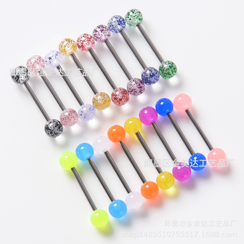 Прямые поставки, светящееся кольцо для языка с UV-мягким стержнем, пирсинг, акриловые украшения для тела