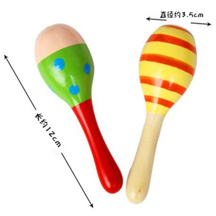 Wooden small sand hammer wooden cartoon 12cm sand ball kindergarten early education toy manufacturers wholesale