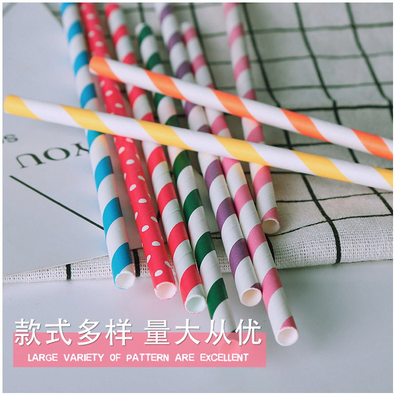 Factory Direct Supply in Stock Colorfulful Disposable Paper Creative Holiday Party Hotel Handicraft Paper Straws