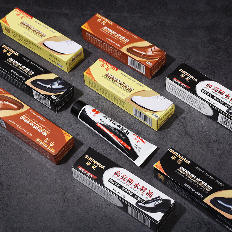 Качественный крем для обуви Shenhua, оптовая продажа масла для ухода за кожей, восковая паста черного, коричневого и бесцветного цвета