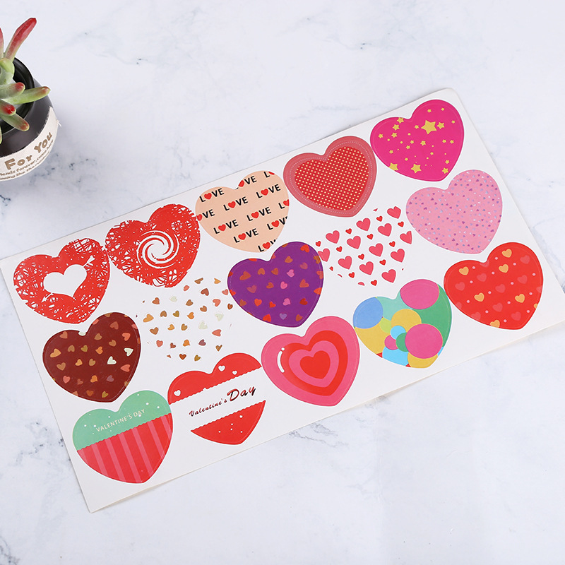 valentines day stickers Bronzing Decorative Sticker Valentine's Day Sticker Sealing Sticker DIY Creative