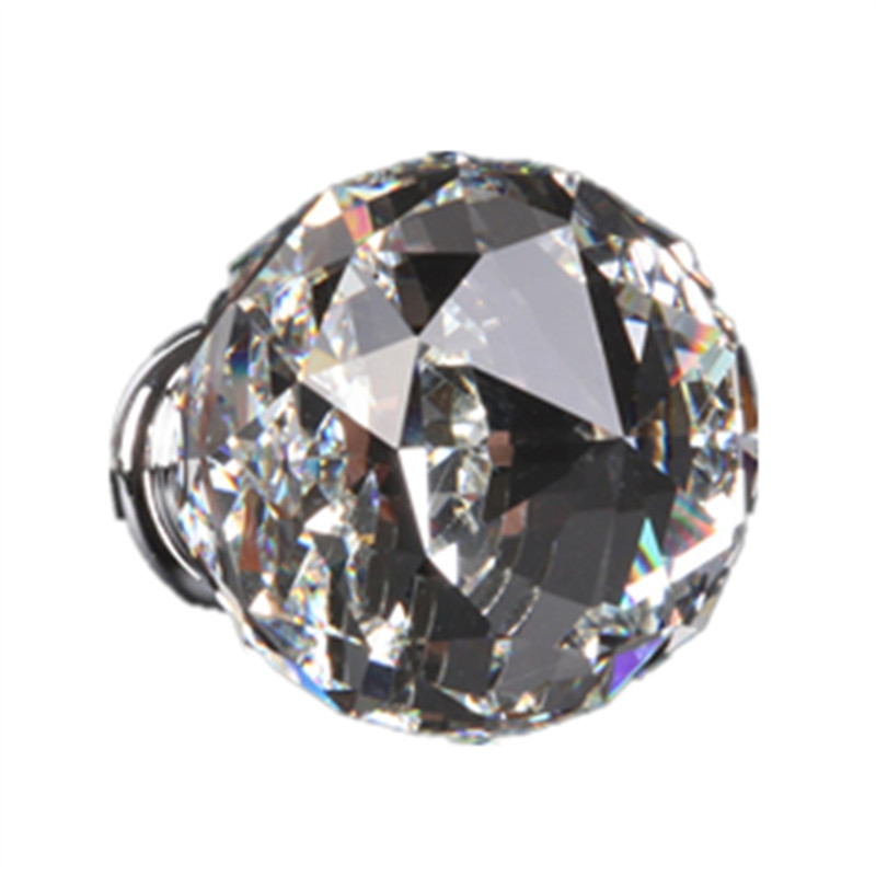Round Crystal Handle Single Hole European Style Furniture Handle Gift Box Handle Storage Box Drawer Handle Wholesale