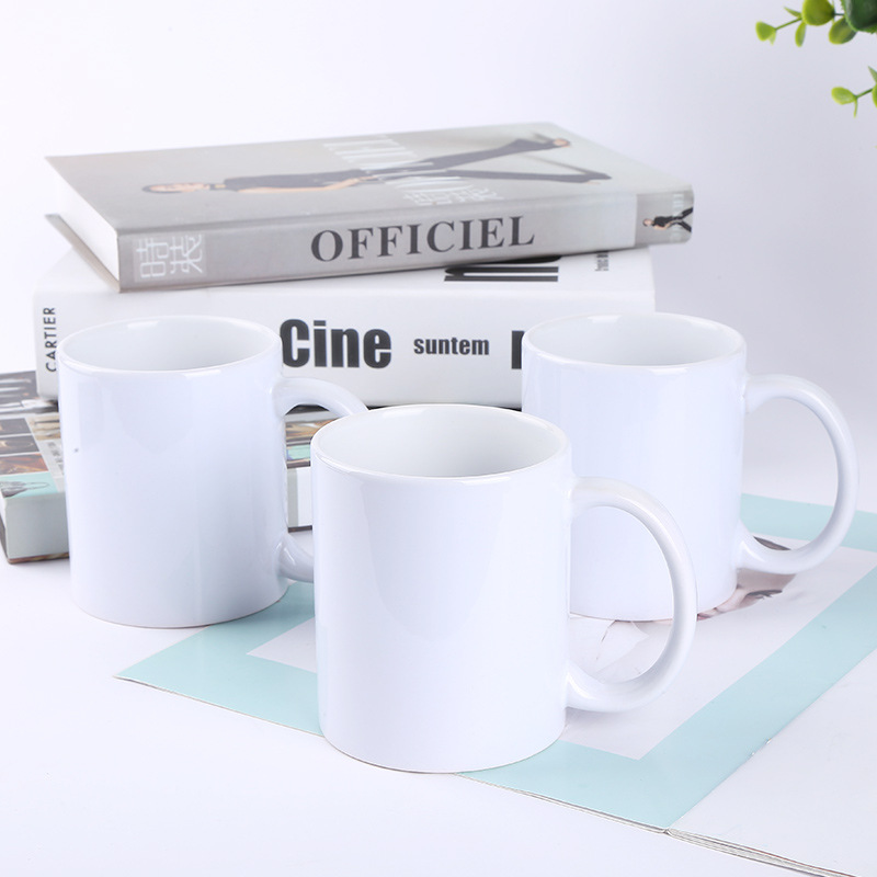 Blank DIY Heat Transfer Cup C Round Handle White Mug with Printable Logo Photo Coating Ceramic Color Changing Cup Wholesale
