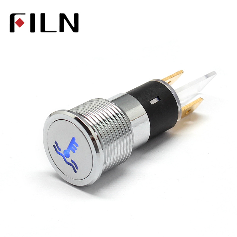 16mm various signed indicator lights 12V220V metal flat insert LED auto and motorcycle parts modification manufacturers