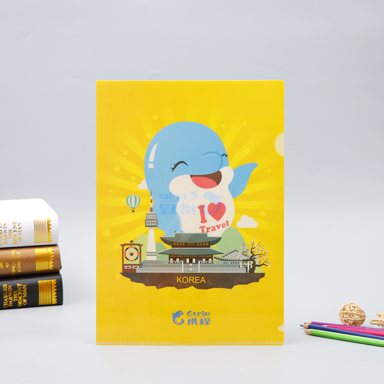 Custom A4 plastic pp transparent data L-type folder A5 anime cartoon single-page folder