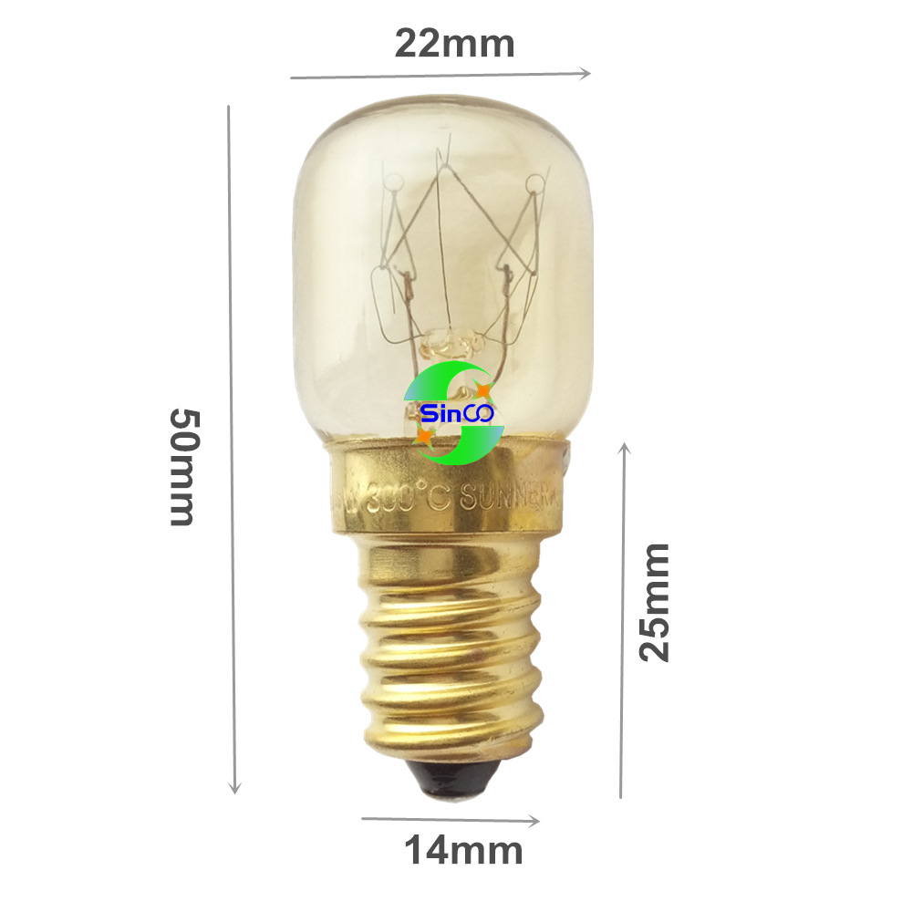 T22 T25 120V 15W 25W E14 American Brass Oven Salt Lamp High Temperature Microwave Oven Bulb