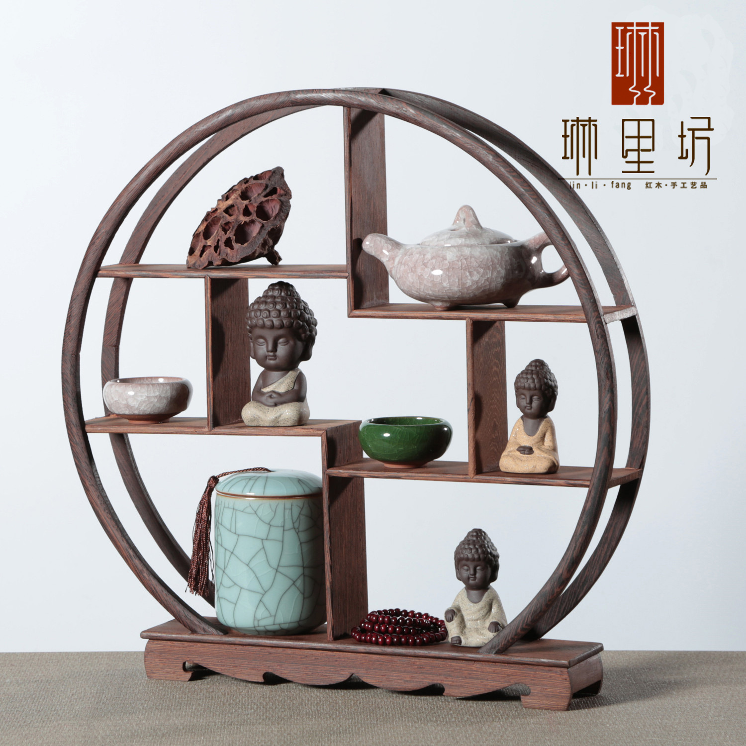 Redwood Duobao Pavilion Chicken Wing Wooden Antique Rack Chinese Antique Rack Solid Wood Duobao Pavilion Small Ornaments Can Be Made into Crafts