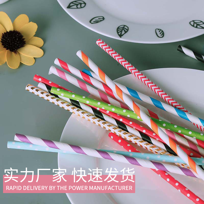 Factory Direct Supply in Stock Colorfulful Disposable Paper Creative Holiday Party Hotel Handicraft Paper Straws