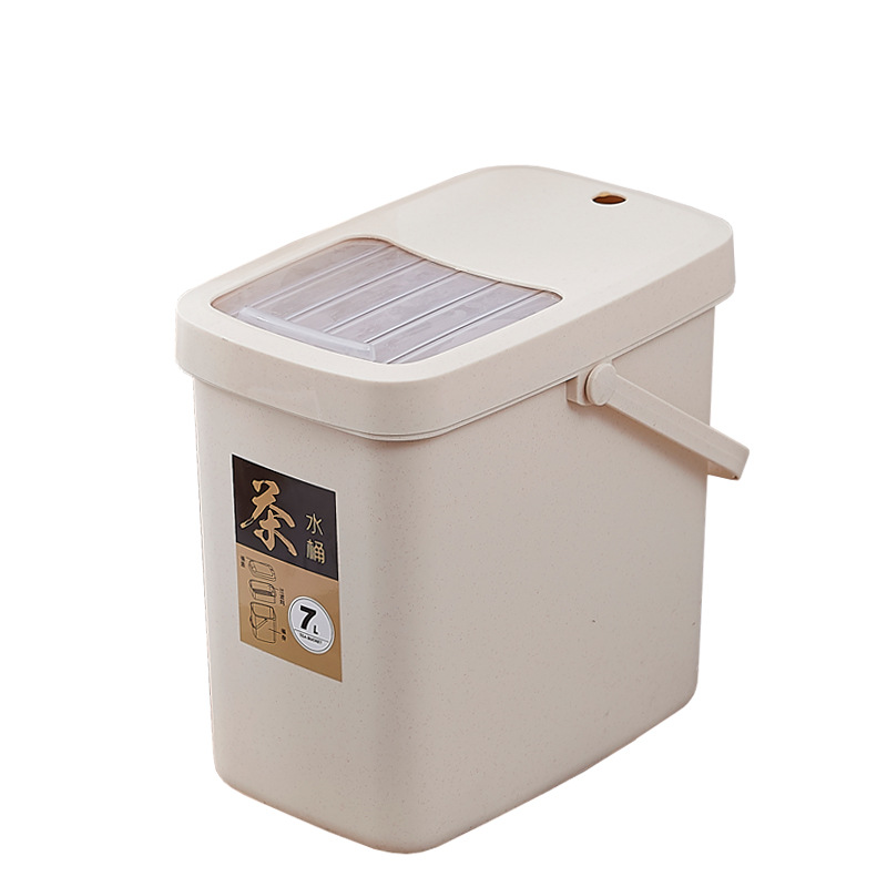 Plastic Tea Dregs Bucket Tea Bucket Office Tea Room Satchel Trash Can with Lid Filter Drainage Tea Props Sanitary Bucket