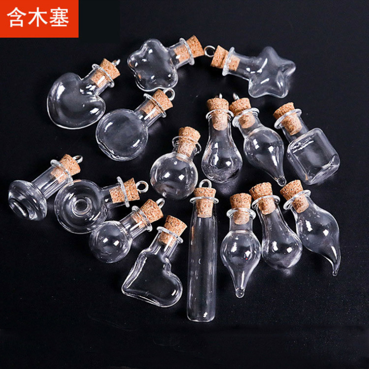 Mini Cork wishing drifting bottle creative multi-shape DIY jewelry transparent glass bottle small mouth mini drifting bottle