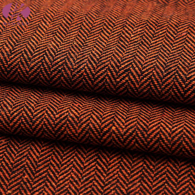 Shaoxing Manufacturer's In-Stock Low-Price Herringbone Pattern Small Herringbone Woolen Suit Vest, Shoes, Hats, Bags, and Coarse Woolen Herringbone Fabric