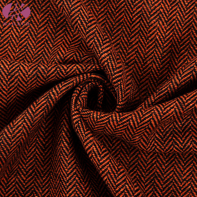 Shaoxing Manufacturer's In-Stock Low-Price Herringbone Pattern Small Herringbone Woolen Suit Vest, Shoes, Hats, Bags, and Coarse Woolen Herringbone Fabric