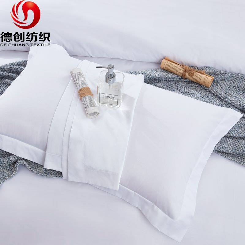 Five-Star Hotel Linen Four-Piece Set, White Satin Bed Sheet, Duvet Cover, B&B Hotel Bedding, Fitted Sheet Style