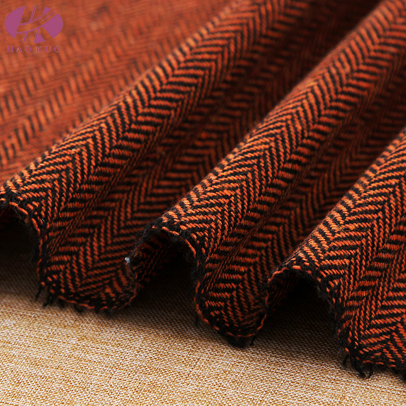 Shaoxing Manufacturer's In-Stock Low-Price Herringbone Pattern Small Herringbone Woolen Suit Vest, Shoes, Hats, Bags, and Coarse Woolen Herringbone Fabric