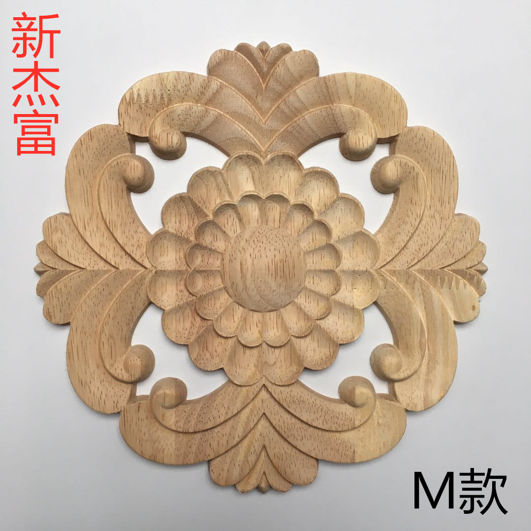 Dongyang new Jiefu European-style decorative solid wood furniture accessories carved round decorative background decoration European-style wood carving round