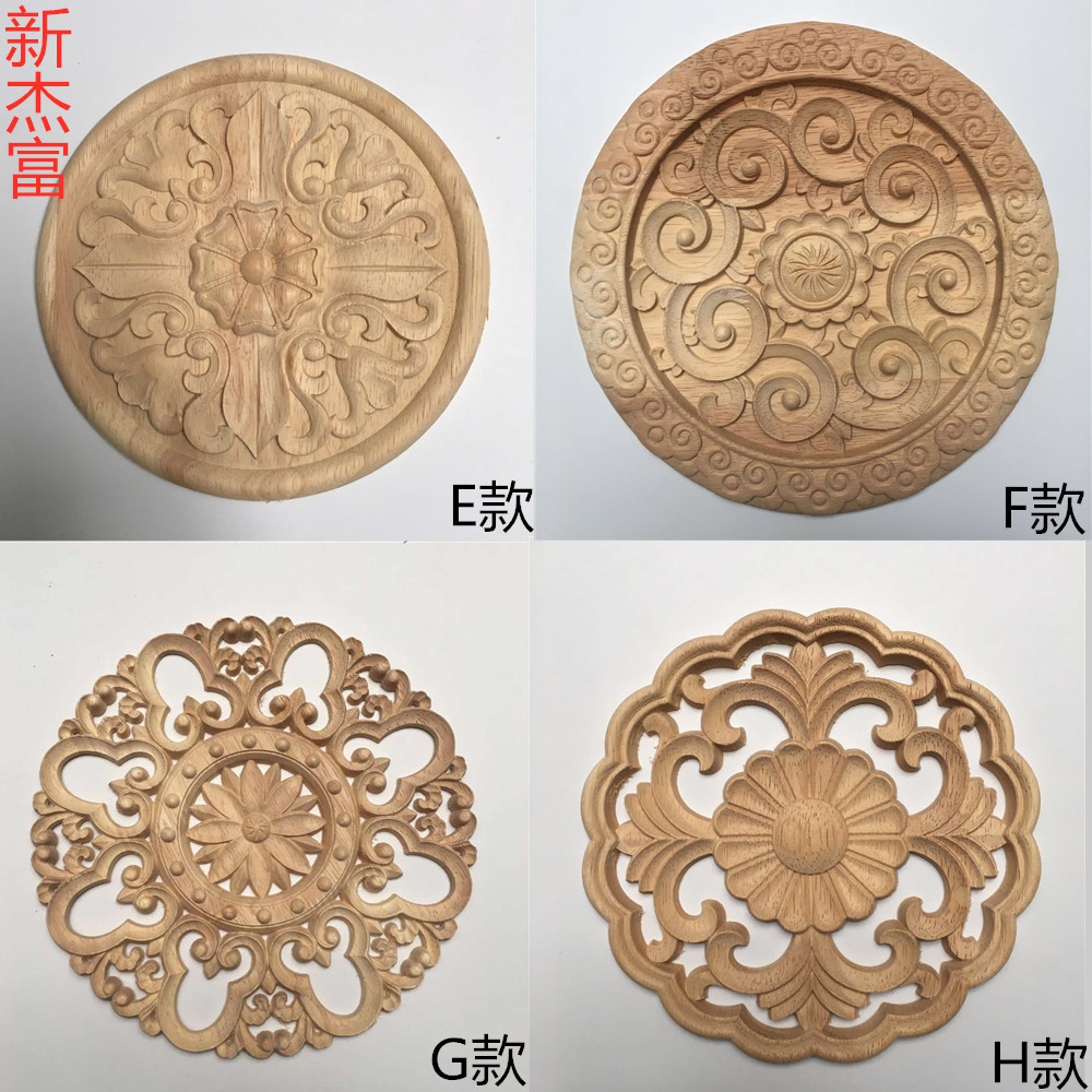 Dongyang new Jiefu European-style decorative solid wood furniture accessories carved round decorative background decoration European-style wood carving round