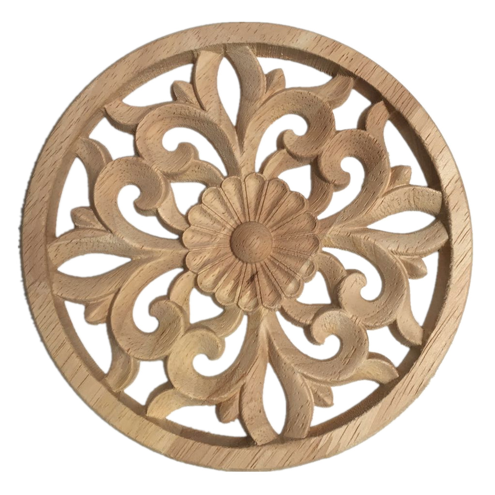 Dongyang new Jiefu European-style decorative solid wood furniture accessories carved round decorative background decoration European-style wood carving round