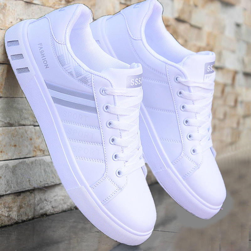 2024 Spring New Casual Shoes Plus Size Men's Board Shoes Fashionable Breathable White Shoes Men's Sneakers Low-top