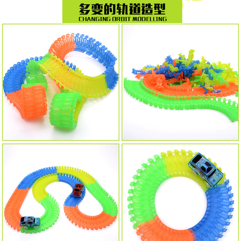 Variety Building Blocks magic Night Luminous Railcar Electric Soft Children Toy Christmas Gift magic tracks