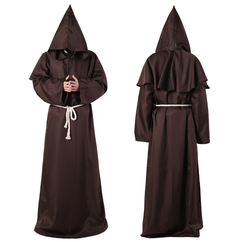 Halloween cosplay Costume Medieval Monk Costume Monk Robe Wizard Costume Priest Costume COS Costume Stage Costume