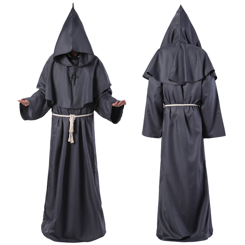 Halloween cosplay Costume Medieval Monk Costume Monk Robe Wizard Costume Priest Costume COS Costume Stage Costume