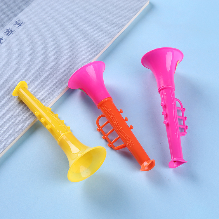 Children's Small Toys Double Section Mini Trumpet Baby Cartoon Plastic Kindergarten Playing Small Musical Instrument Prizes Wholesale