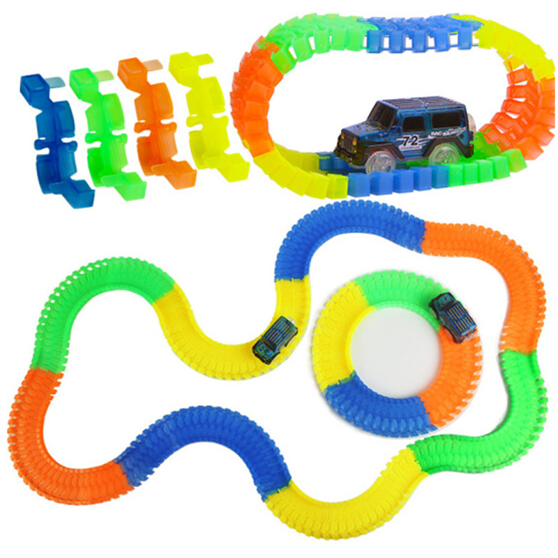 Variety Building Blocks magic Night Luminous Railcar Electric Soft Children Toy Christmas Gift magic tracks