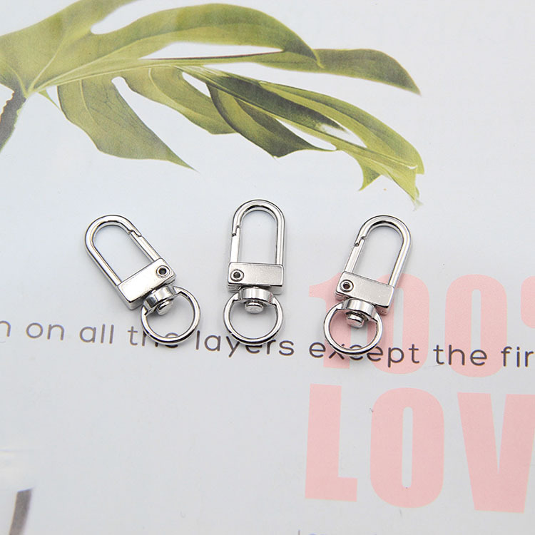 In stock zinc alloy rotating jewelry diy small door buckle color metal plating spring 3 points door buckle type keychain