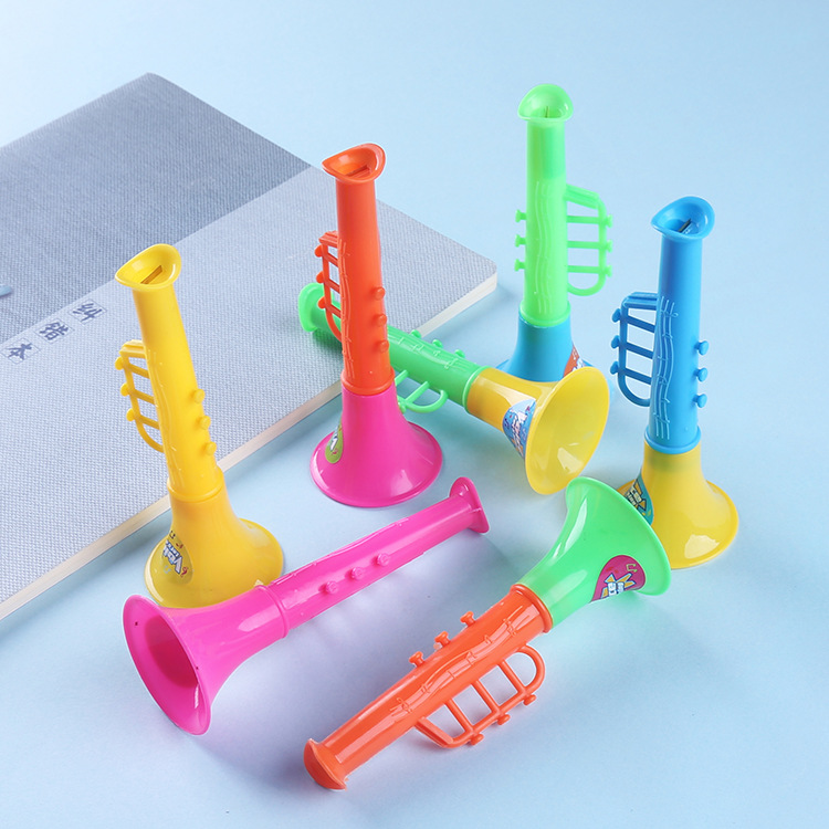 Children's Small Toys Double Section Mini Trumpet Baby Cartoon Plastic Kindergarten Playing Small Musical Instrument Prizes Wholesale
