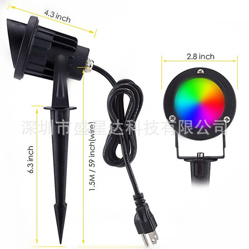 10W RGB floor light colorful remote control floodlight outdoor waterproof landscape spotlight RGB lawn light