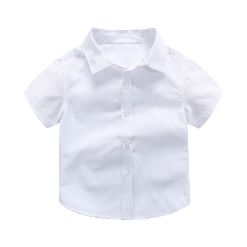 Boys' White Shirt Short-sleeved Factory in stock Children's White Short-sleeved Coats Baby Boys' Summer Shirt