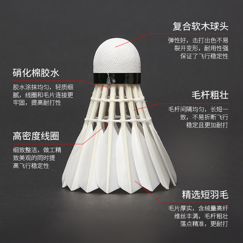 Conquer Badminton Training Balls: Shuttlecock for Court Use, Goose Feather Water Duck Training Ball, Offensive Type, Durable