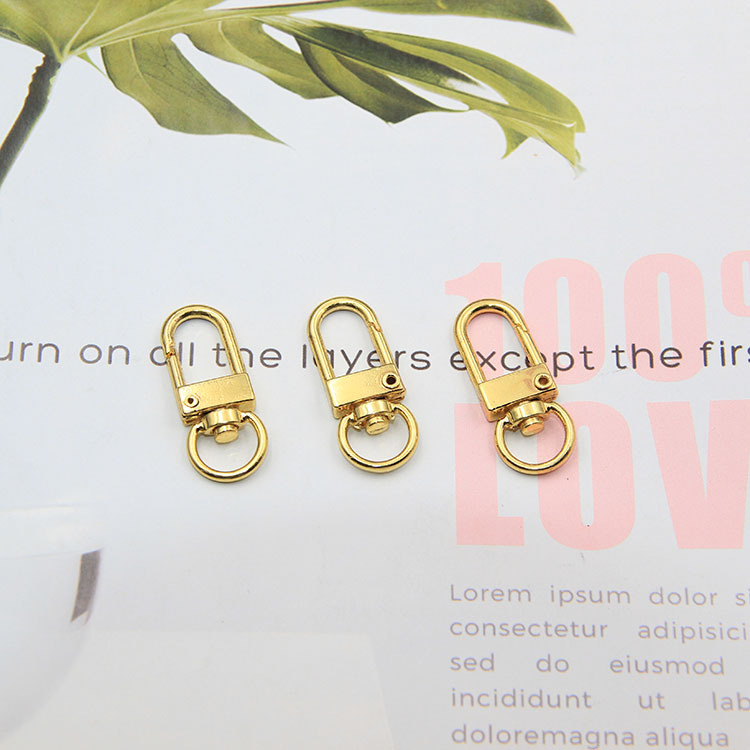 In stock zinc alloy rotating jewelry diy small door buckle color metal plating spring 3 points door buckle type keychain