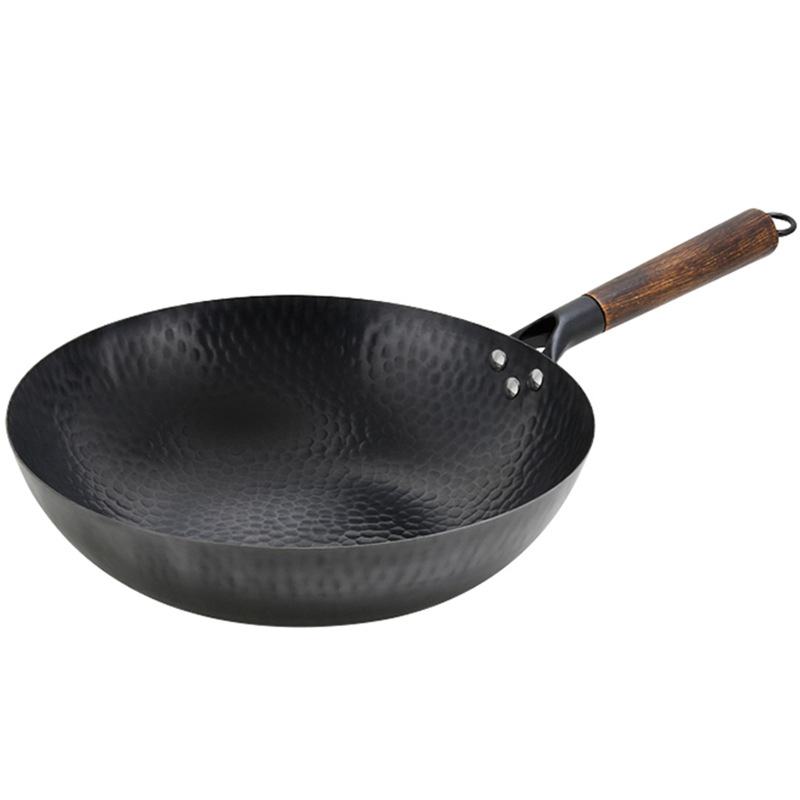 Factory wholesale Zhangqiu old-fashioned iron pans thickened non-stick uncoated wok forged ancient iron pans household gift pans