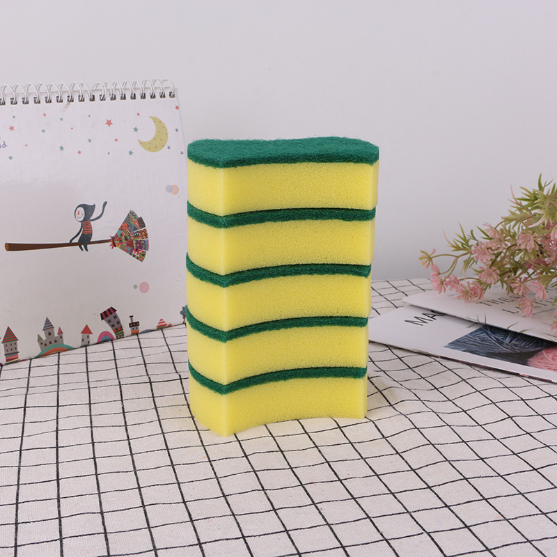 Foreign trade wholesale kitchen cleaning sponge wipe medium and high density dishwashing sponge waist scouring pad dish cloth