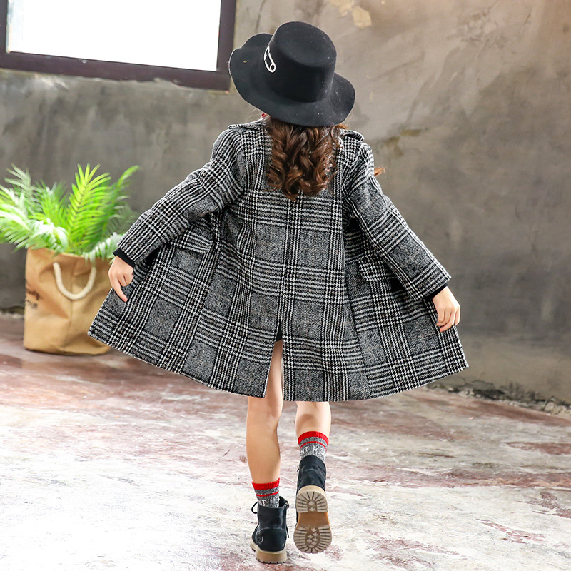 Spring, autumn and winter new children's clothing children's thousand birds plywood coat big girls padded coat a generation of hair