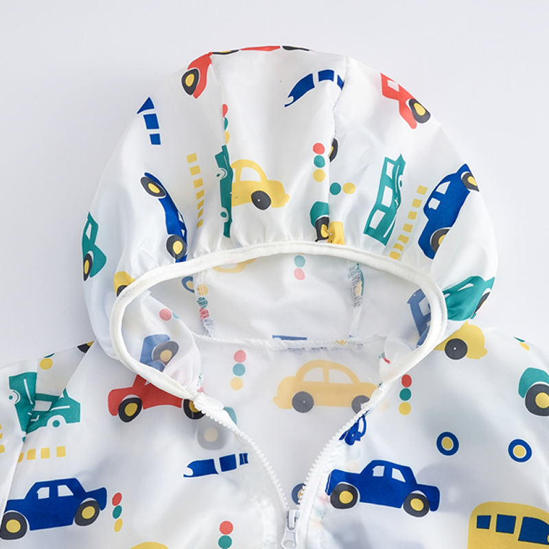New Children's Sun Protection Clothing for Boys and Girls Hooded Outdoor Air-Conditioning Shirt for Men and Women Baby Breathable Jacket with Storage Bag