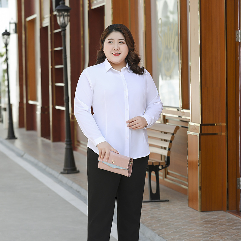Large size women's fat MM200 kg plus fat professional clothing long sleeve shirt tooling professional shirt factory outlet